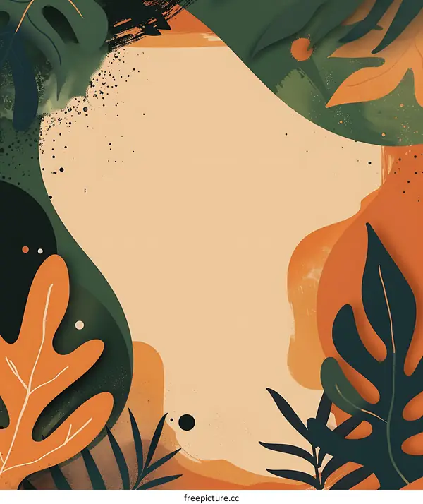 Abstract Tropical Leaf Border Background