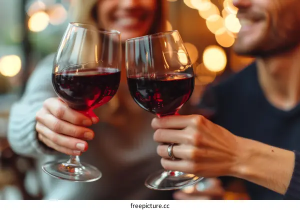 A Couple Celebrating their Love with Red Wine