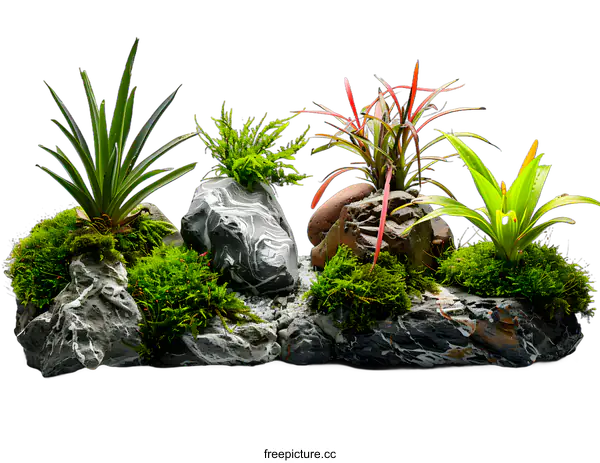 [Transparent Background PNG]Terrarium with Various Types of Plants