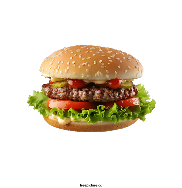 [Transparent Background PNG]Delicious burger isolated on white background