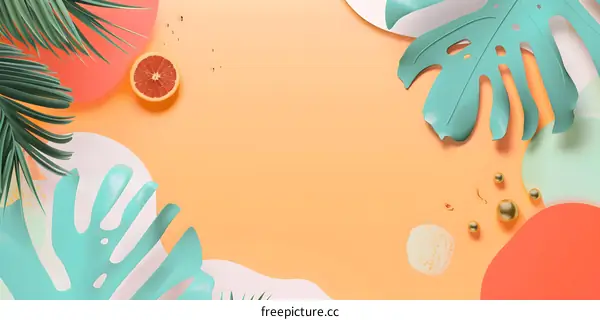 Tropical Summer Background With Green Leaves