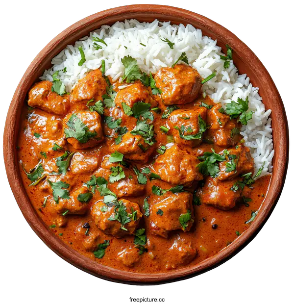 [Transparent Background PNG]Delicious Chicken Curry with Aromatic Rice