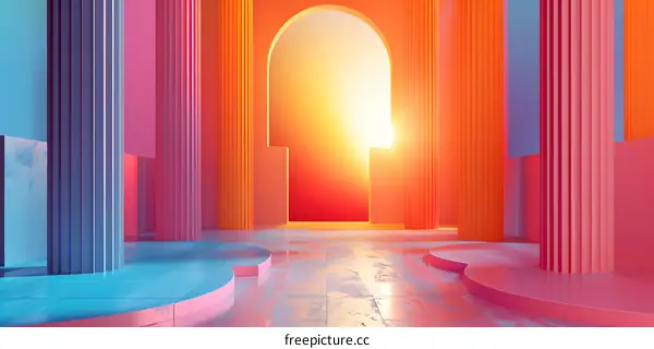 Abstract Colorful Archway With Sunlight