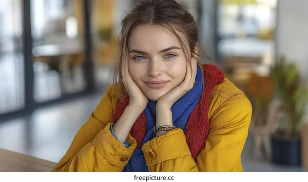 Young Caucasian Woman Portrait in Casual Wear