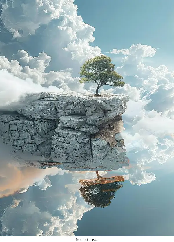 Solitary Tree on a Dramatic Cliff