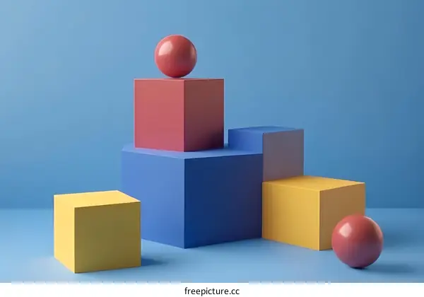 Abstract Geometric Shapes on Blue Background