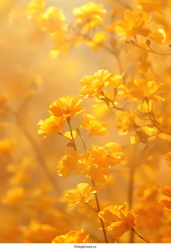 Yellow Flowers Blooming in Sunlight