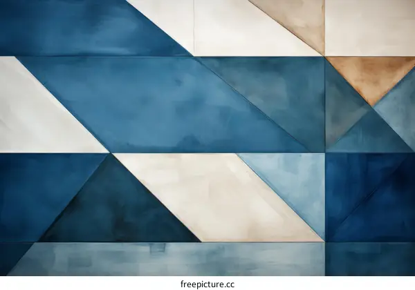Blue and White Geometric Shapes Painting