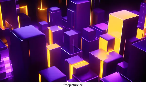 Abstract Geometric Shapes With Neon Lights