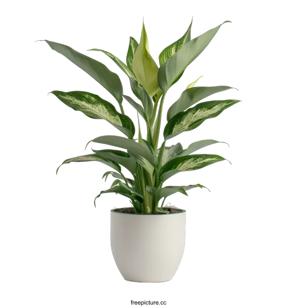 [Transparent Background PNG]Alocasia lauterbachiana potted plant with dark green leaves and white veins