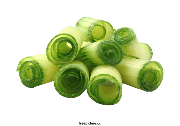 [Transparent Background PNG]Rolled Cucumber Slices Close-up