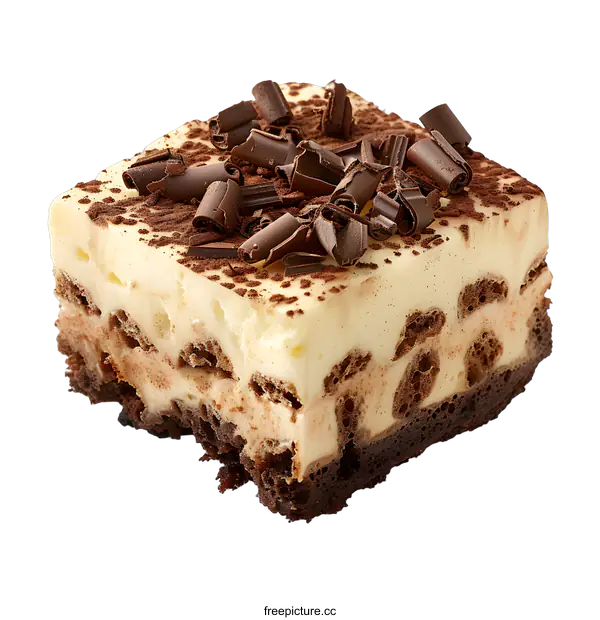 [Transparent Background PNG]Slice of delicious tiramisu cake