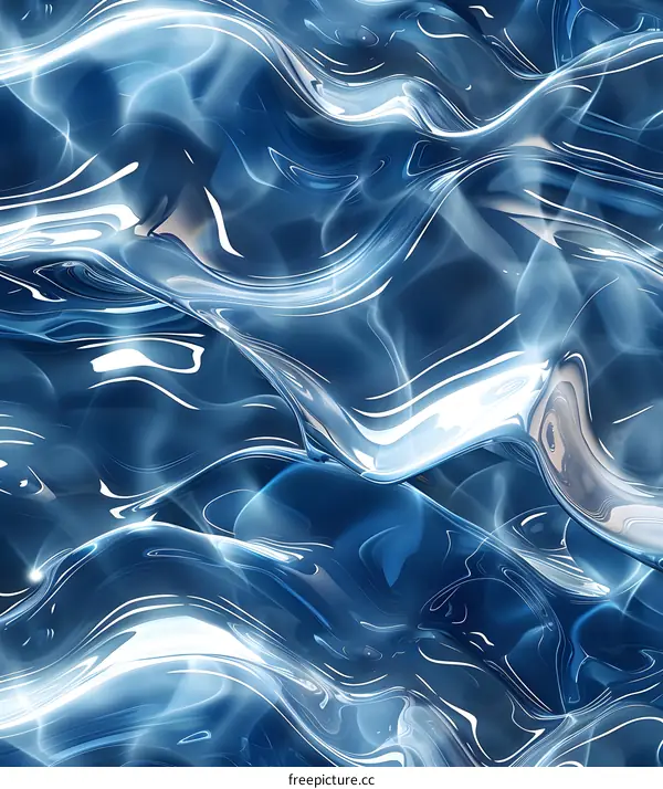 Abstract Blue Liquid Waves Background
