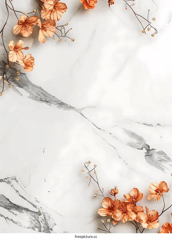 Minimalist Floral Arrangement On Marble Background