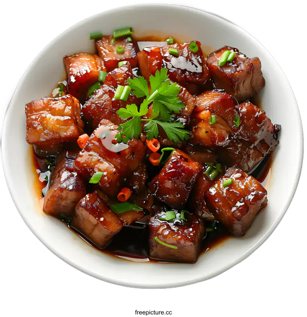 [Transparent Background PNG]Delicious braised pork belly in a bowl