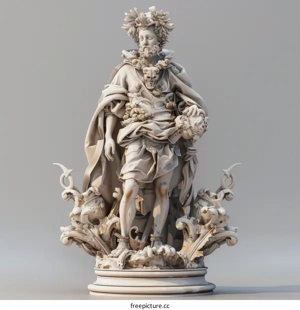 statue of a man with a beard and a crown