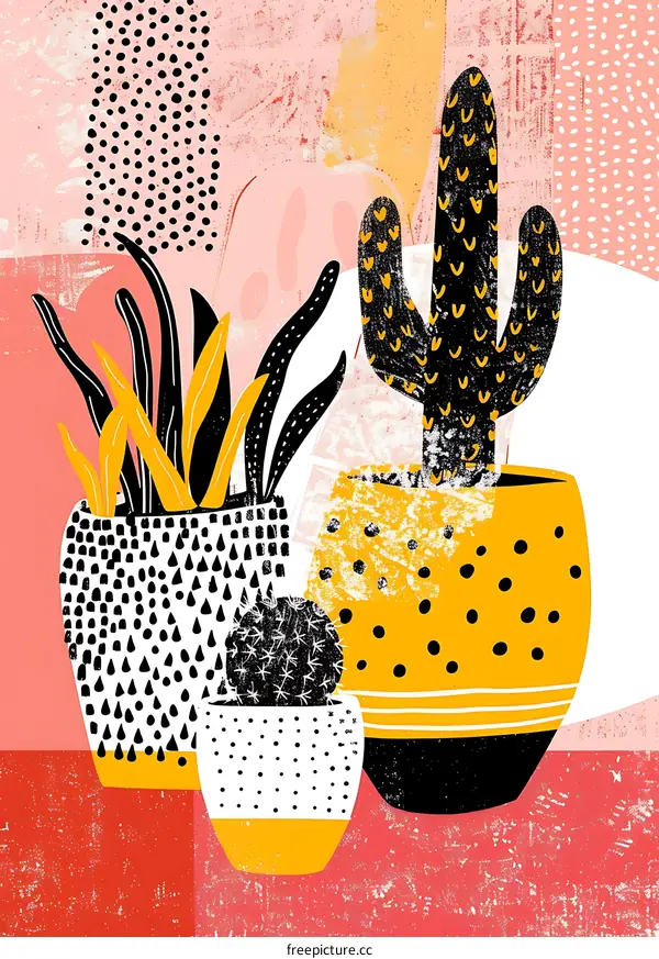 Abstract Cactus Plant Illustration