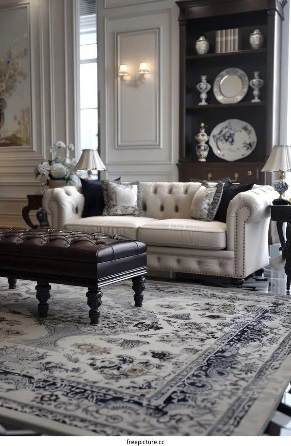 Grand Living Room with Fireplace