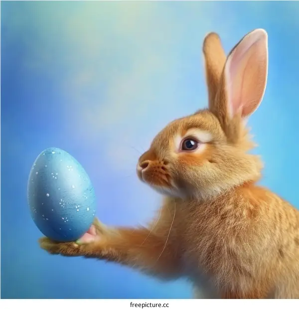Cute bunny holding an Easter egg