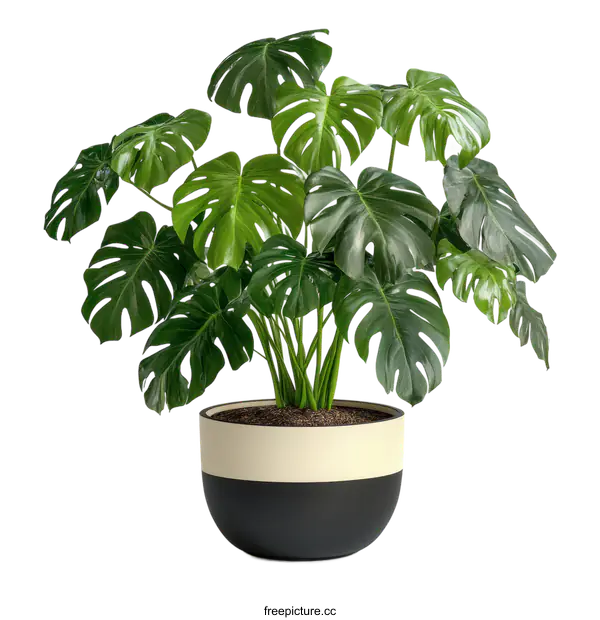 [Transparent Background PNG]Monstera Deliciosa Plant in Stylish Pot