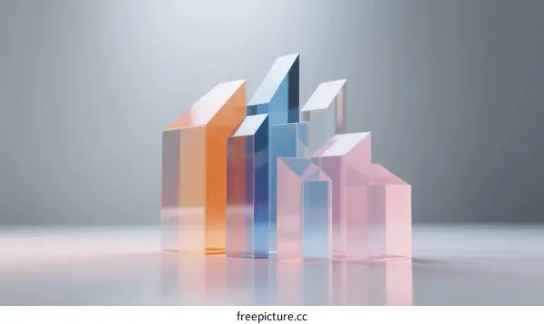 Modern Transparent Geometric Shapes in Soft Colors Arranged Artistically