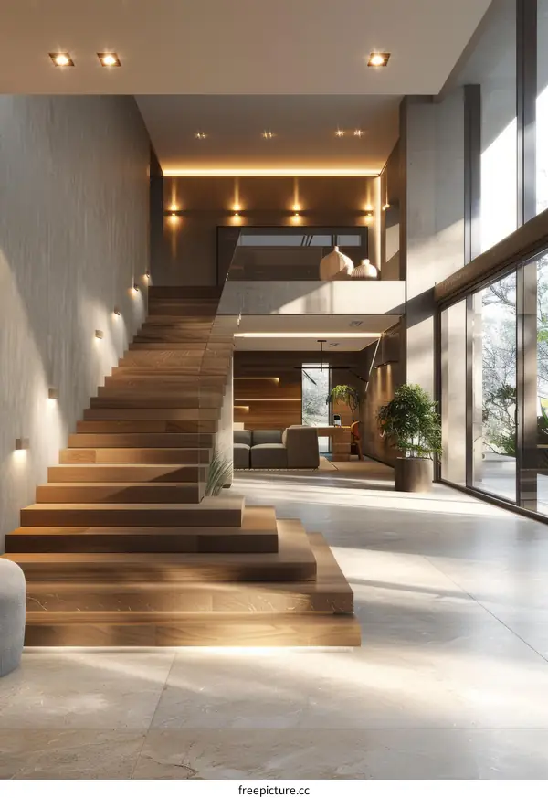 Modern Staircase in Open Plan Home