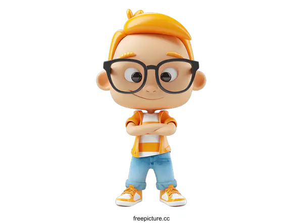 [Transparent Background PNG]3D rendering of a cute cartoon boy