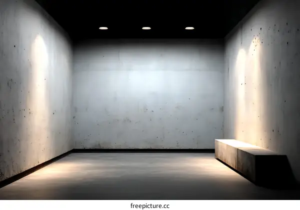 Empty Concrete Interior Room with Lighting