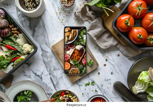 Food Photography with Phone on Marble Countertop