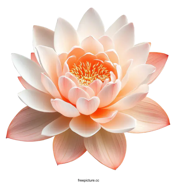 [Transparent Background PNG]Closeup of a Beautiful Peachy-Orange Lotus Flower