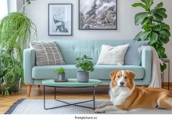 Cozy Living Room with Dog