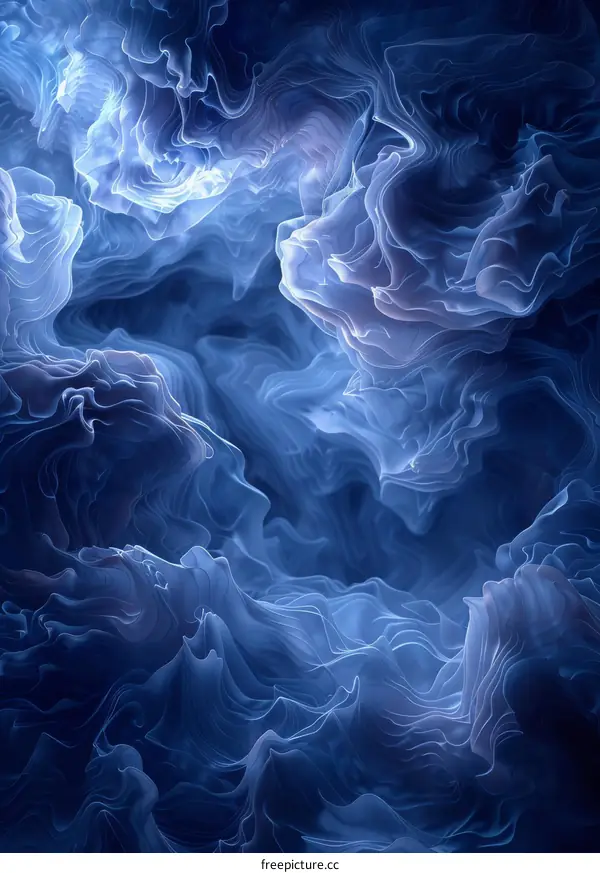 Wavy Blue and White Abstract Background