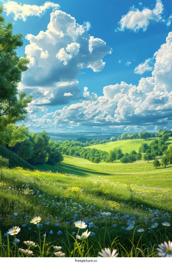 Beautiful Summer Meadow Landscape Illustration