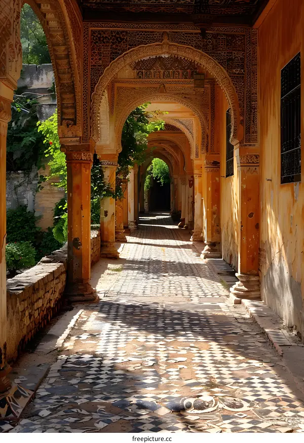 Moorish architecture in a courtyard