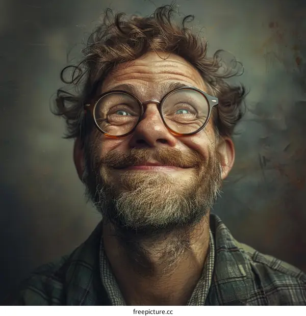 Close Up Portrait of a Smiling Man with Glasses