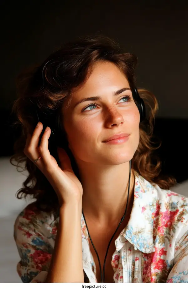 Woman Listening to Music with Headphones