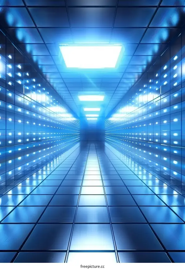 Futuristic Blue Sci Fi Corridor