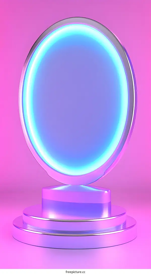 Abstract 3D Neon Circle with Blue and Purple Lighting