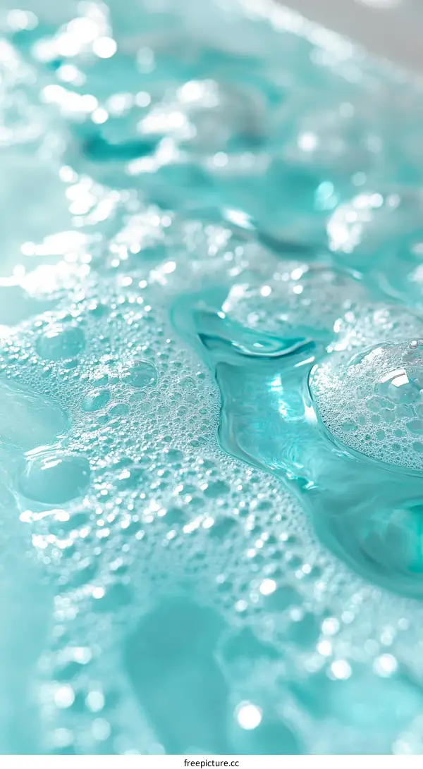Closeup of Light Blue Soap Bubbles