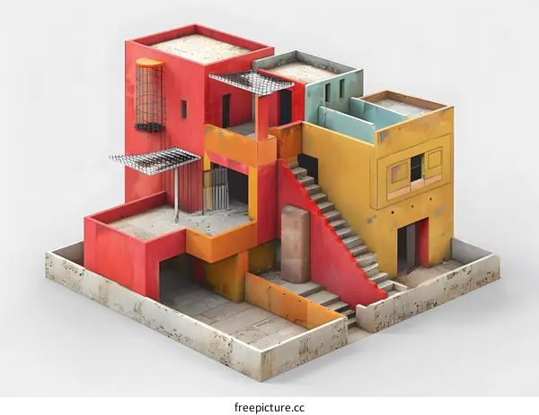 Colorful isometric building design