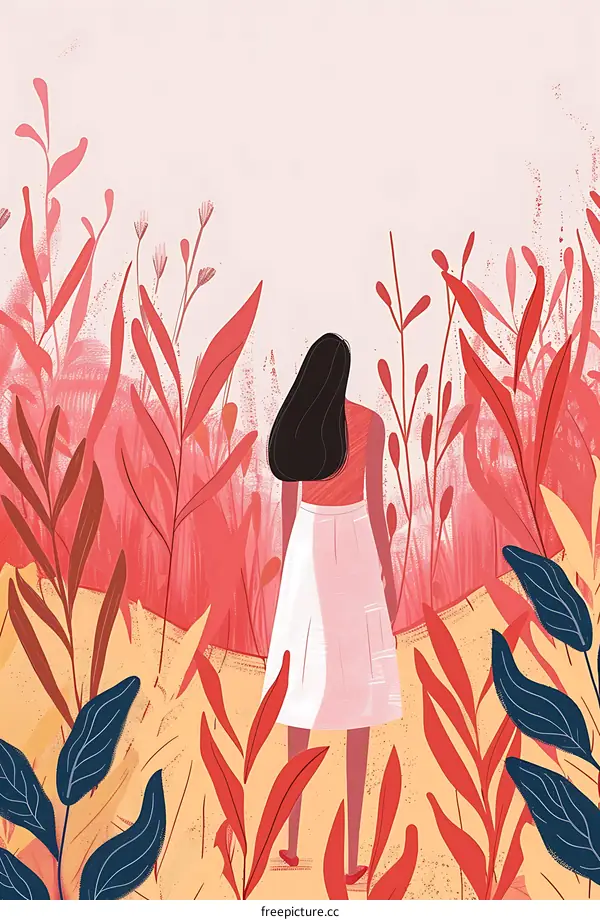 Woman Standing in a Field of Flowers