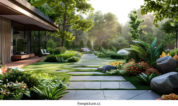 A lush garden landscape