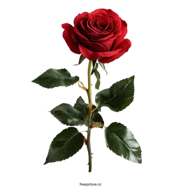 [Transparent Background PNG]Single Red Rose on White Background
