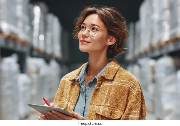 Warehouse Inventory Management by Woman