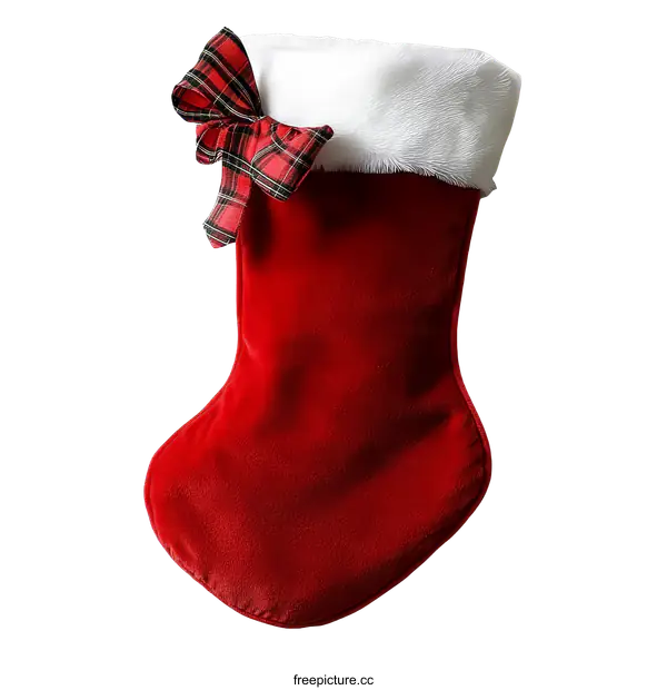 [Transparent Background PNG]Christmas Stocking with Red Ribbon
