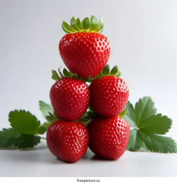 A pyramid of red strawberries