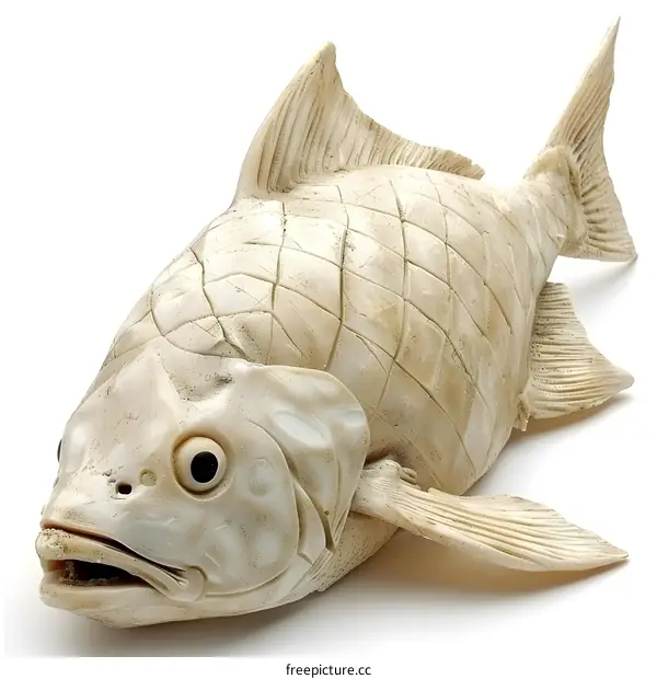 White Stone Fish Sculpture