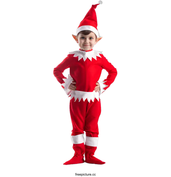 [Transparent Background PNG]Young Boy Dressed Up As Christmas Elf