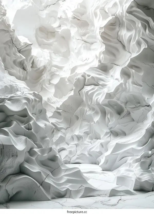 Abstract White Marble Cave Interior Design