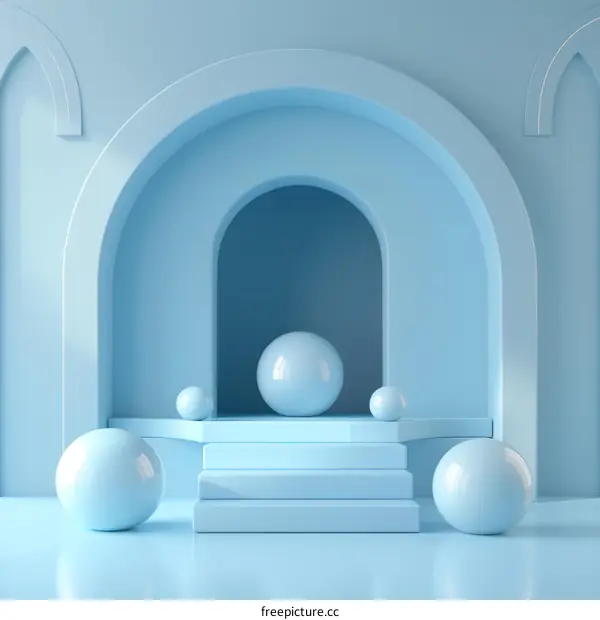Abstract Light Blue Geometric Archway Scene